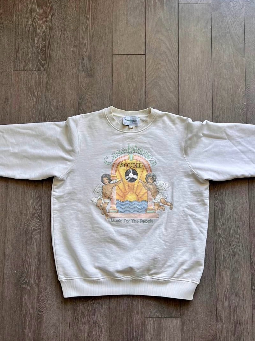 Casablanca Tennis Club Cream Graphic Crewneck
